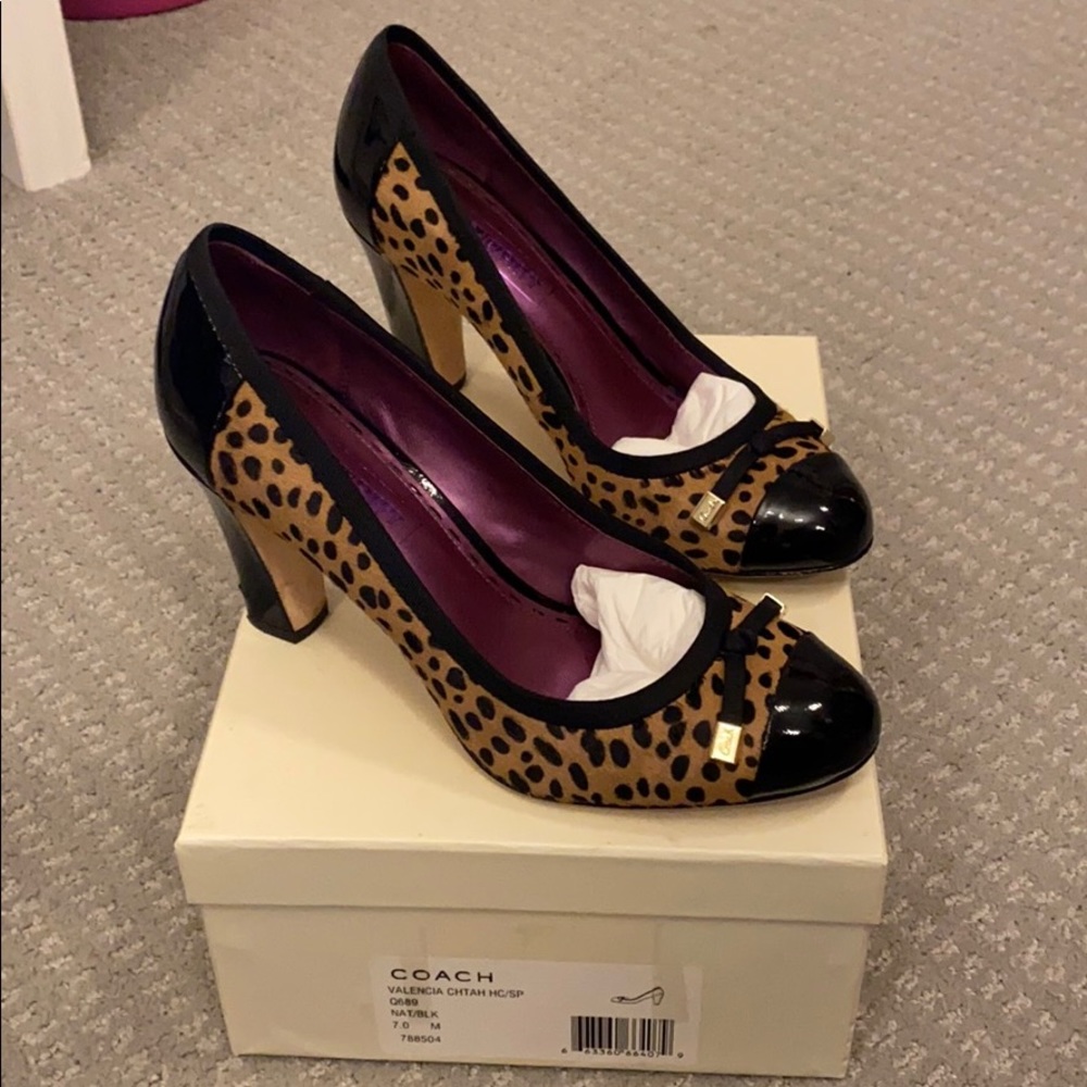 Coach Animal Cheetah Print Calf Hair Heels